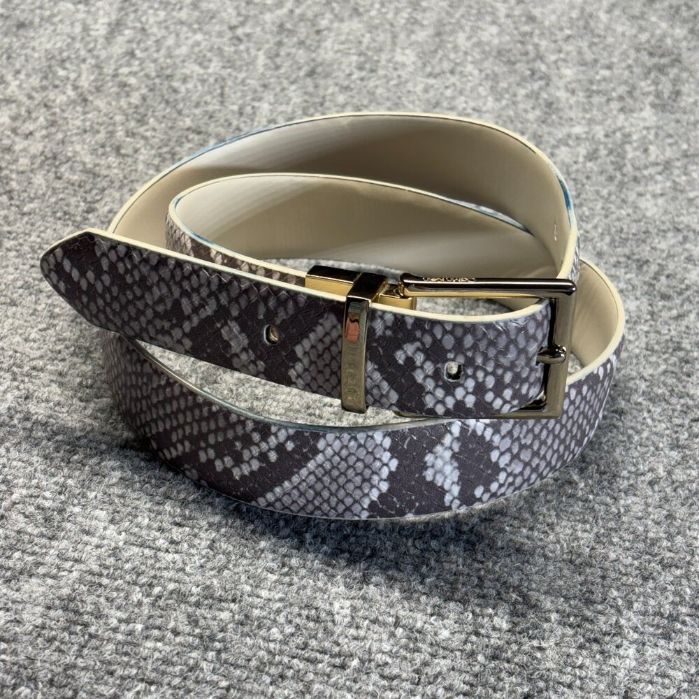 Calvin Klein Reversible Snake Print Leather Belt Sz M 35 slight flaw in photos